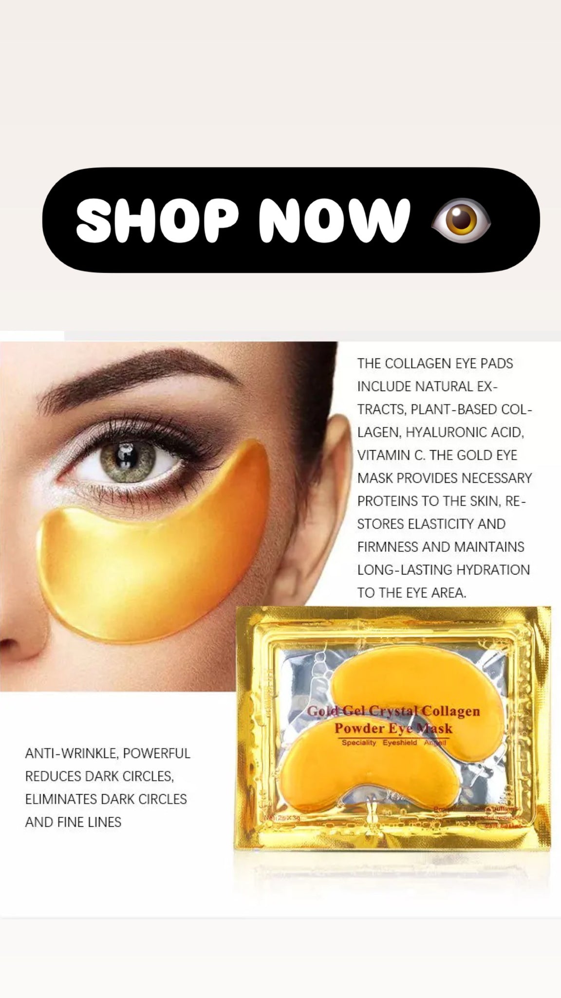 24 KARAT Crystal Hydrogel Gold Eye Mask